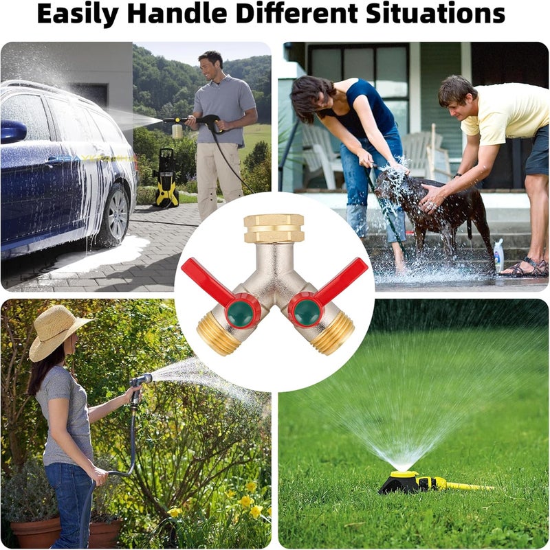 DINGBAI Garden Hose Splitter High Flow, 3/4”GHT Inlet Brass Heavy Duty Full Flow Hose Splitter 2-Way, Hose Y-Valve Faucet Splitter, Runner and Large Outlet with Extended Handle. - Image 4
